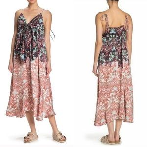 free people | sun bleached tie-front midi dress chocolate ombré s
